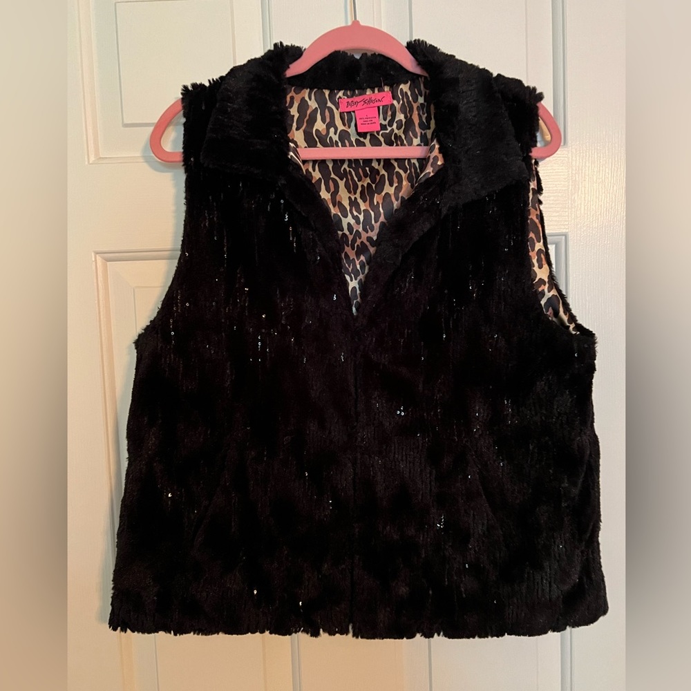 Betsy! Faux fur vest with sparkle!